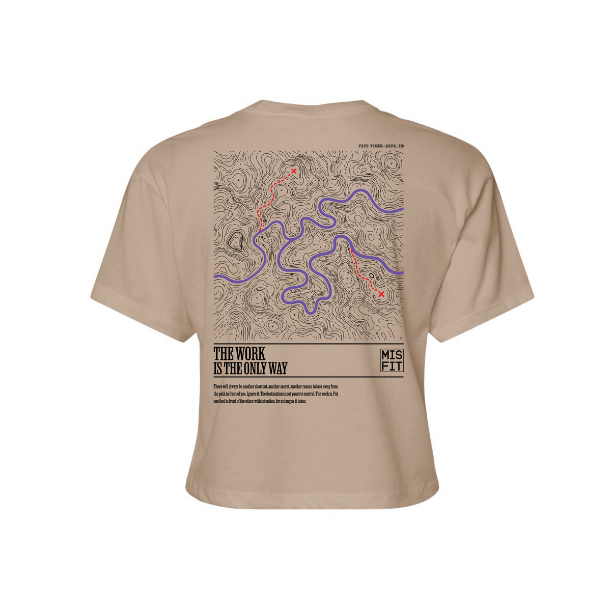 The Work is the Only Way - Tan Cropped Tee